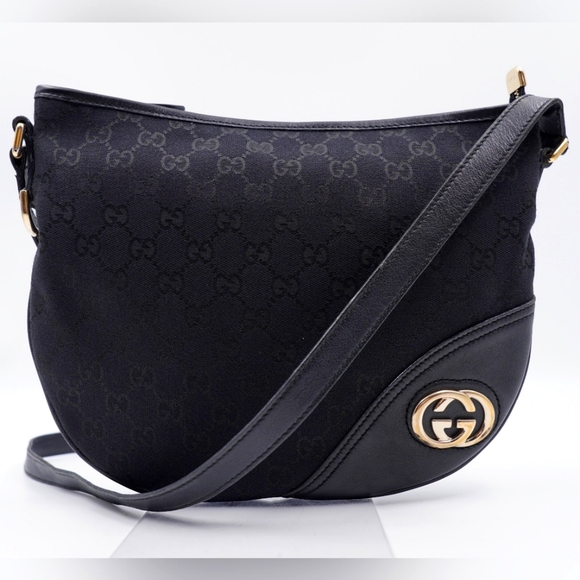 GUCCI Monogram New Britt Half Moon Crossbody - Picture 1 of 15